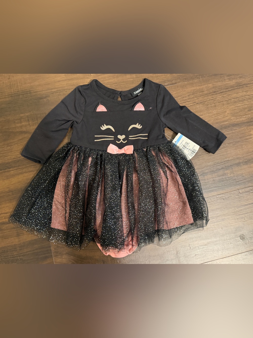 Zunie Baby Girls 12M Halloween Black Cat Glitter Tulle Tutu Dress NWT